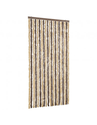 Tenda Antimosche Marrone Scuro e Beige 90x220 cm in Ciniglia