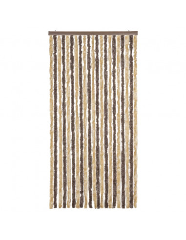 Tenda Antimosche Marrone Scuro e Beige 90x220 cm in Ciniglia