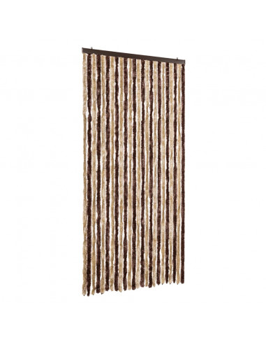 Tenda Antimosche Beige e Marrone Chiaro 100x230 cm in Ciniglia