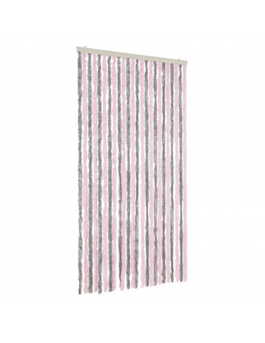 Tenda Antimosche Grigio Argento e Rosa 100x200 cm in Ciniglia