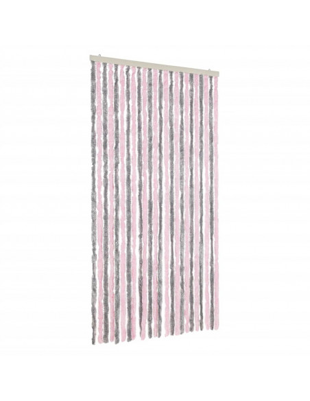 Tenda Antimosche Grigio Argento e Rosa 100x200 cm in Ciniglia