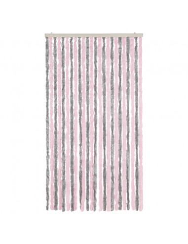 Tenda Antimosche Grigio Argento e Rosa 100x200 cm in Ciniglia