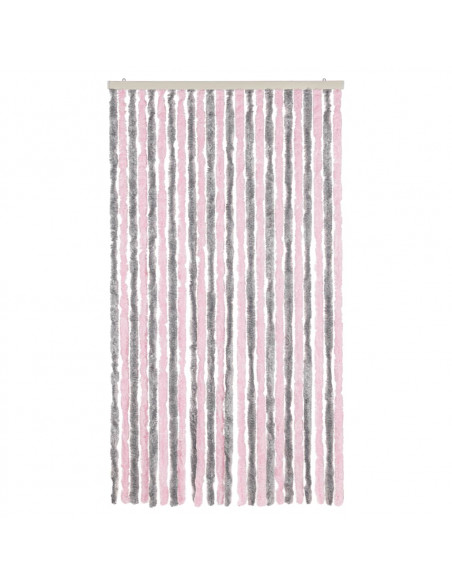Tenda Antimosche Grigio Argento e Rosa 100x200 cm in Ciniglia