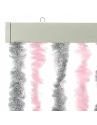 Tenda Antimosche Grigio Argento e Rosa 100x200 cm in Ciniglia