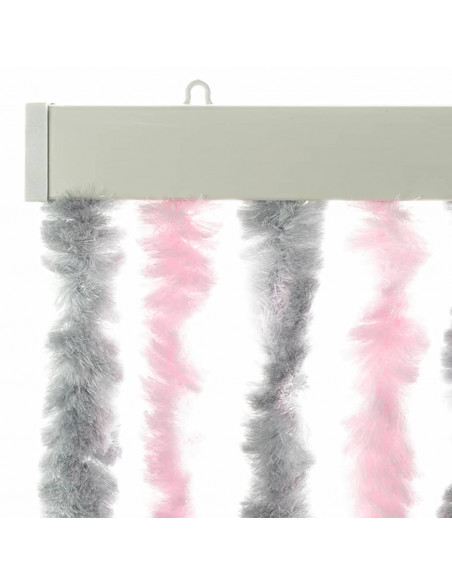 Tenda Antimosche Grigio Argento e Rosa 100x200 cm in Ciniglia