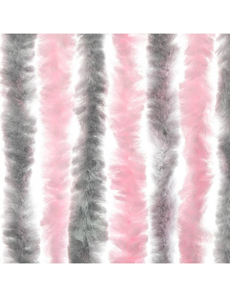 Tenda Antimosche Grigio Argento e Rosa 100x200 cm in Ciniglia