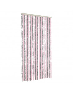 Tenda Antimosche Grigio Argento e Rosa 100x230 cm in Ciniglia 2