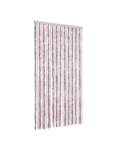 Tenda Antimosche Grigio Argento e Rosa 100x230 cm in Ciniglia
