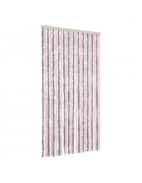 Tenda Antimosche Grigio Argento e Rosa 100x230 cm in Ciniglia