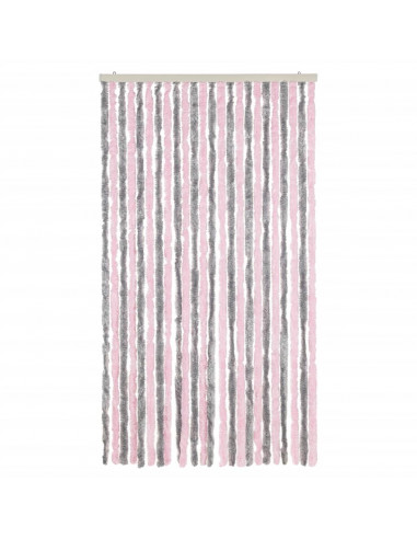 Tenda Antimosche Grigio Argento e Rosa 100x230 cm in Ciniglia