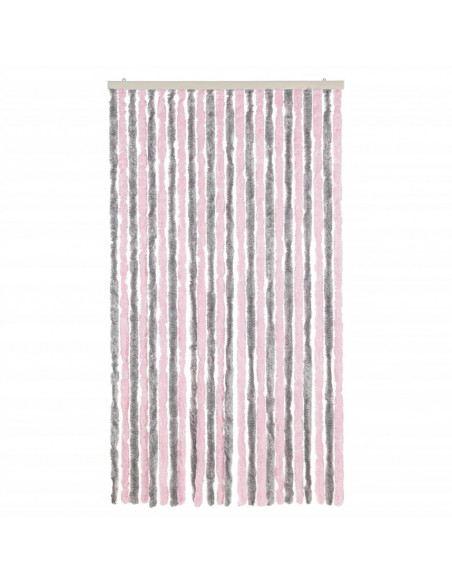 Tenda Antimosche Grigio Argento e Rosa 100x230 cm in Ciniglia