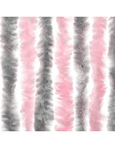 Tenda Antimosche Grigio Argento e Rosa 100x230 cm in Ciniglia