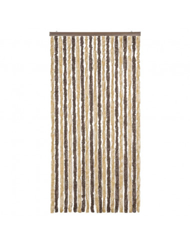Tenda Antimosche Marrone Scuro e Beige 90x200 cm in Ciniglia
