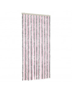 Tenda Antimosche Grigio Argento e Rosa 90x200 cm in Ciniglia 2