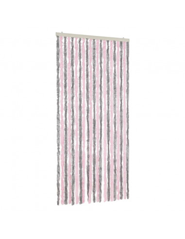 Tenda Antimosche Grigio Argento e Rosa 90x200 cm in Ciniglia