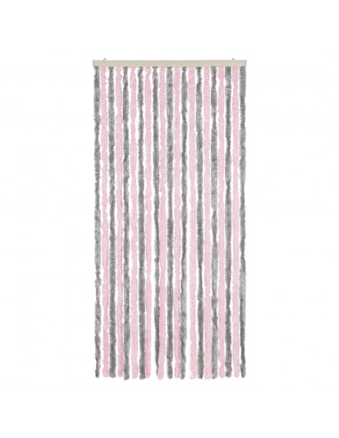 Tenda Antimosche Grigio Argento e Rosa 90x200 cm in Ciniglia