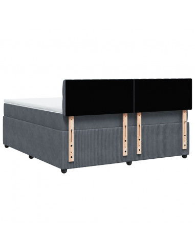 Giroletto a Molle con Materasso Grigio Scuro 180x200 cm Velluto