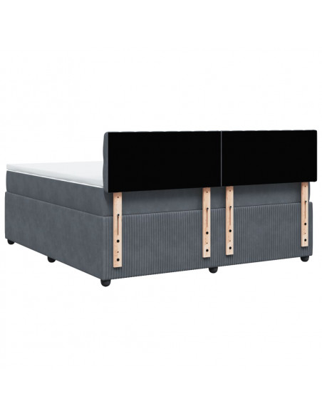 Giroletto a Molle con Materasso Grigio Scuro 180x200 cm Velluto