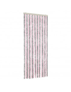 Tenda Antimosche Grigio Argento e Rosa 56x185 cm in Ciniglia 2
