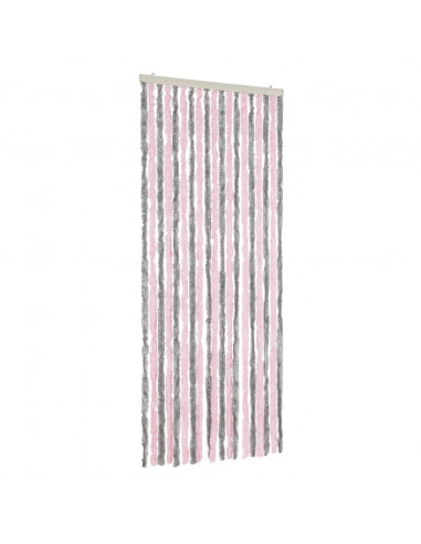 Tenda Antimosche Grigio Argento e Rosa 56x185 cm in Ciniglia