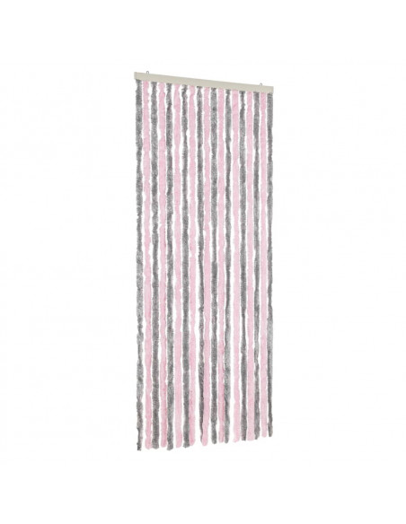 Tenda Antimosche Grigio Argento e Rosa 56x185 cm in Ciniglia