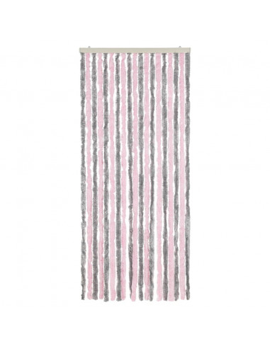 Tenda Antimosche Grigio Argento e Rosa 56x185 cm in Ciniglia