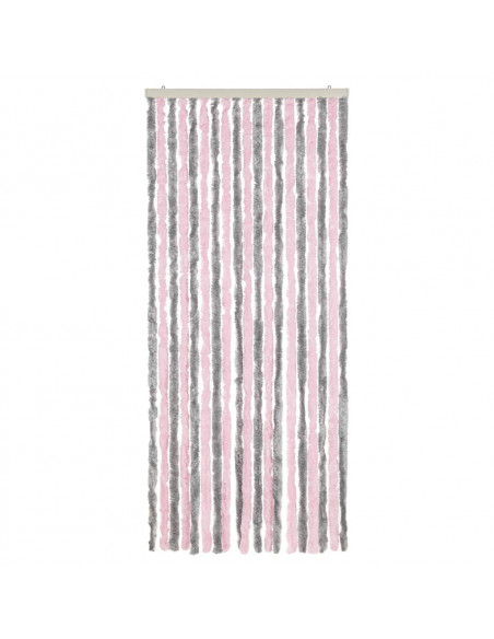 Tenda Antimosche Grigio Argento e Rosa 56x185 cm in Ciniglia