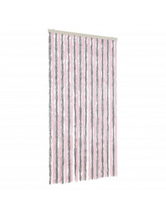 Tenda Antimosche Grigio Argento e Rosa 100x220 cm in Ciniglia 2
