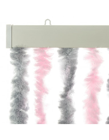 Tenda Antimosche Grigio Argento e Rosa 100x220 cm in Ciniglia