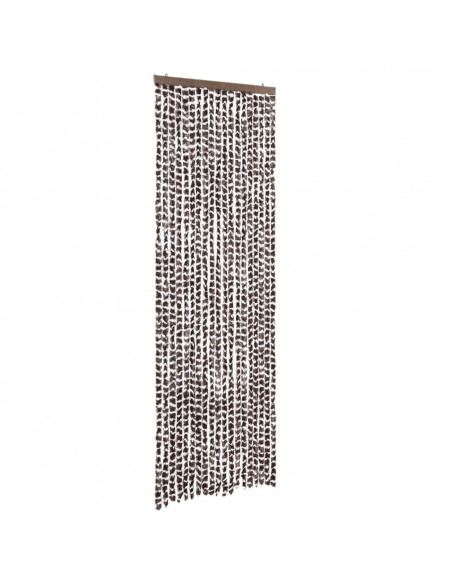 Tenda Antimosche Marrone e Bianca 56x200 cm in Ciniglia