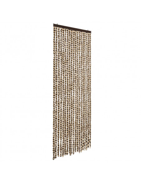 Tenda Antimosche Beige e Marrone 56x200 cm in Ciniglia