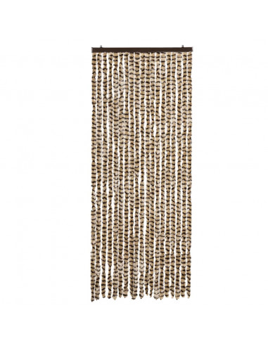 Tenda Antimosche Beige e Marrone 56x200 cm in Ciniglia