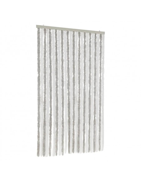 Tenda Antimosche Grigia Chiaro e Bianca 100x220 cm in Ciniglia