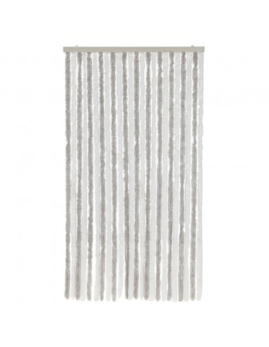 Tenda Antimosche Grigia Chiaro e Bianca 100x220 cm in Ciniglia