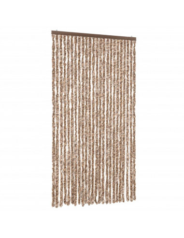 Tenda Antimosche Beige e Marrone Scuro 100x220 cm in Ciniglia