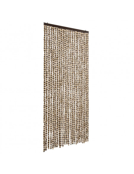 Tenda Antimosche Beige e Marrone 100x200 cm in Ciniglia