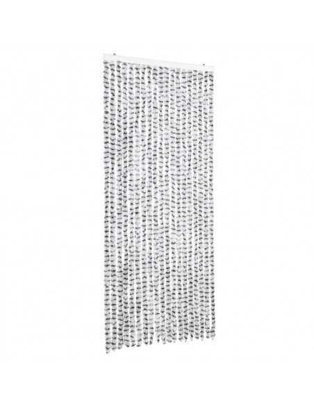 Tenda Antimosche Grigio Chiaro e Grigio Scuro 56x200cm Ciniglia