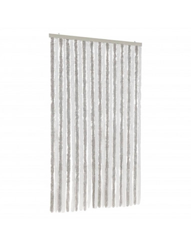 Tenda Antimosche Grigia Chiaro e Bianca 100x230 cm in Ciniglia