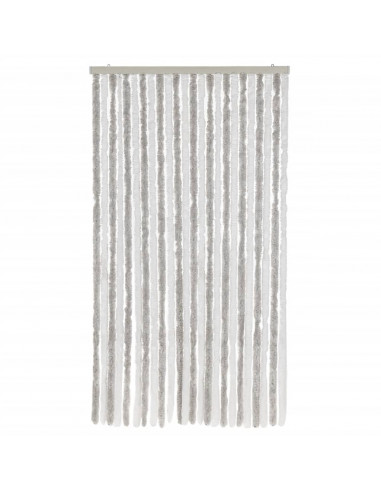 Tenda Antimosche Grigia Chiaro e Bianca 100x230 cm in Ciniglia