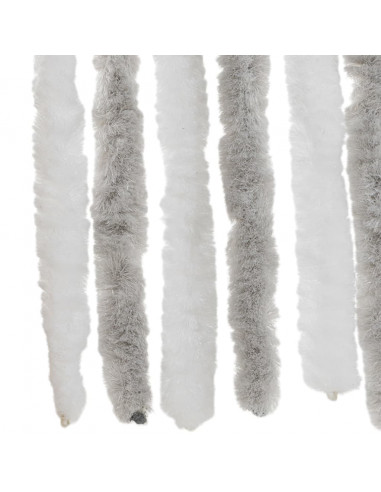 Tenda Antimosche Grigia Chiaro e Bianca 100x230 cm in Ciniglia