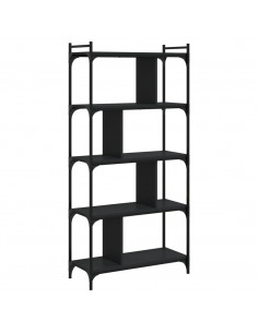 Libreria Nera 5 Ripiani 76x32x158 cm Legno Multistrato 2