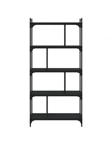 Libreria Nera 5 Ripiani 76x32x158 cm Legno Multistrato