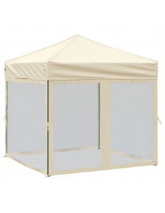 Tenda per Feste Pieghevole con Pareti Laterali Crema 2x2 m 2