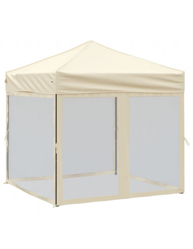 Tenda per Feste Pieghevole con Pareti Laterali Crema 2x2 m