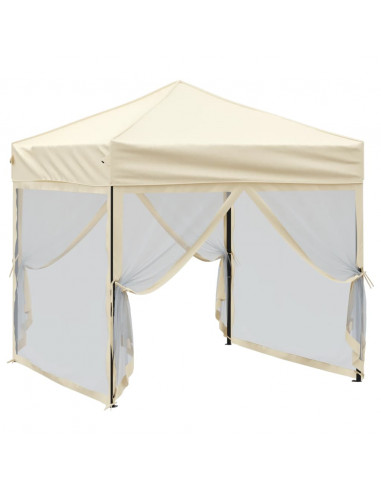 Tenda per Feste Pieghevole con Pareti Laterali Crema 2x2 m