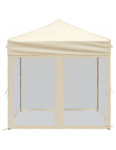 Tenda per Feste Pieghevole con Pareti Laterali Crema 2x2 m