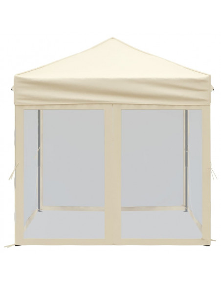Tenda per Feste Pieghevole con Pareti Laterali Crema 2x2 m