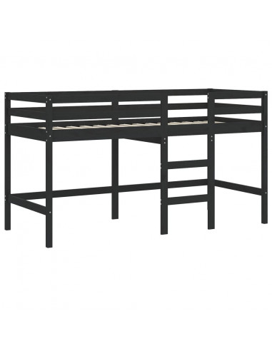 Letto a Soppalco con Tende Bambini Rosa 90x200 cm Massello Pino