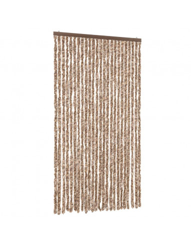 Tenda Antimosche Beige e Marrone Scuro 100x200 cm in Ciniglia