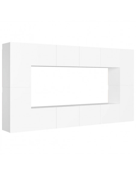 Set Mobili Porta TV 8 pz Bianco in Legno Multistrato